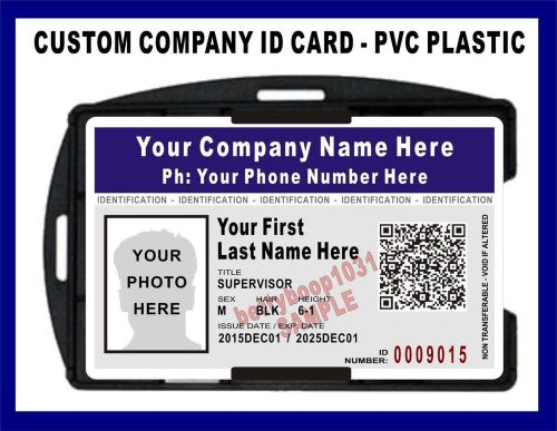 Custom Company / Employee ID Badge / Card &gt;HOLOGRAPHIC&lt;  Scannable QR Code - PVC