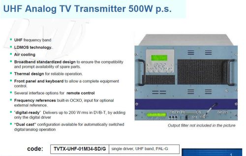 500 Watt DMT TV TRANSMITTER PAL SYSTEM  TRANSMISOR EMETTEUR ПЕРЕДАВАЧ ПЕРЕДАТЧИК
