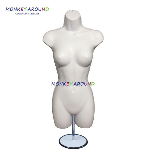 Female White Mannequin Molded Body Form,1 Stand-Display Women Pants Dress Shirt