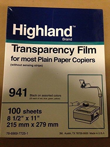Highland 941 Transparency Film for Plain Paper Copiers, Black on Assorted