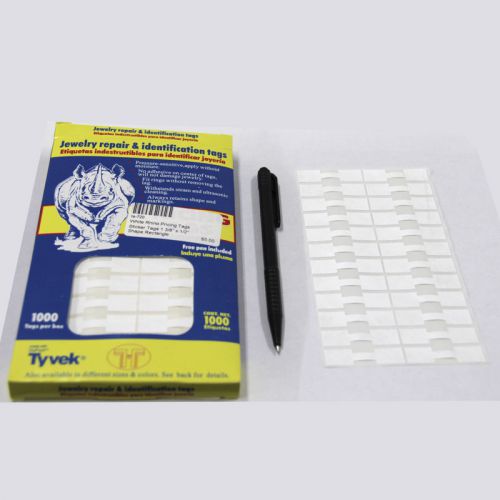 Rectangular White Sticker Rhino Pricing Jewelry Tags 1000 Pcs 1.375&#034; x 0.50&#034;