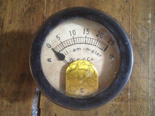 Vintage mil - am- meter  w. e. c.  co.  gauges meters steampunk brass back heavy for sale