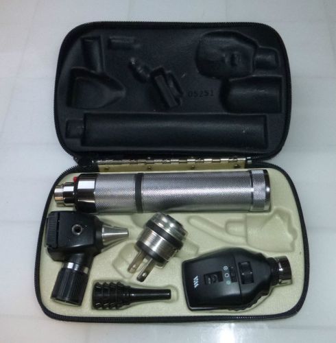 Welch allyn 3.5v coaxial ophthalmoscope &amp; otoscope diagnostic set chrome handle for sale