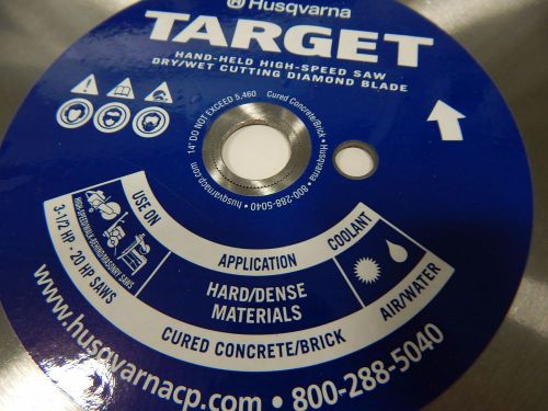 Husqvarna target 14&#034; inch diamond saw blade 3 1/2 to 20 hp wet/dry 5460 rpm for sale