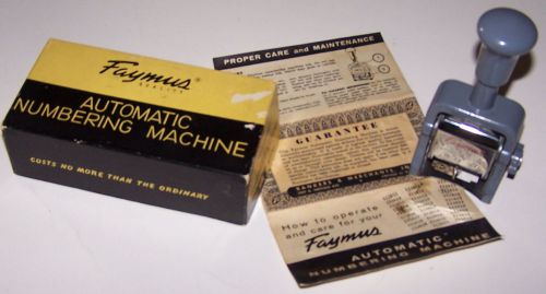 Vintage Faymus Automatic Numbering Machine in Box Model AC with Instructions