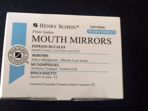 Dental Henry Schein  Mouth Mirror front surface Cone Socket #5  12/Box