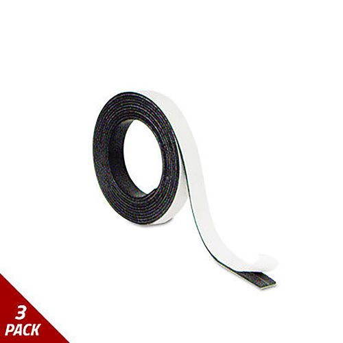 MasterVision Magnetic Adhesive Tape Roll Black 1/2&#034; x 7 Ft. [3 PACK]