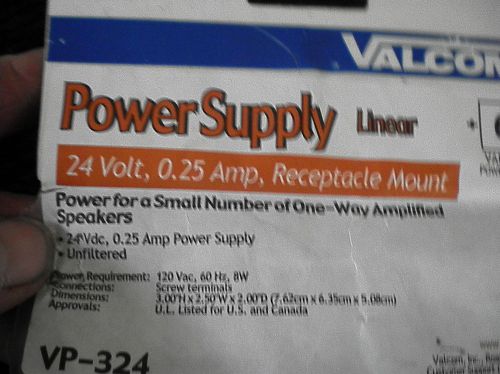Valcom power supply 24 Volt, 0.25Amp, receptacle mount