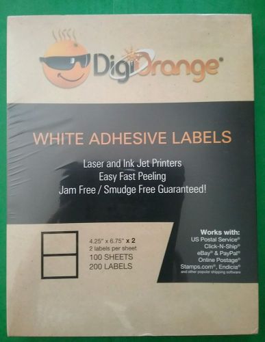 200 DigiOrange Rounded Corner Adhesive Shipping Labels 2 Per sheet 4.25&#034; x 6.75&#034;