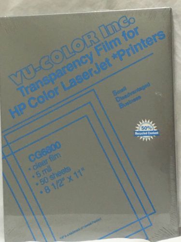 Vu-Color Transparency Film For Laser Printers CG6500 Black on Clear 50 sheets