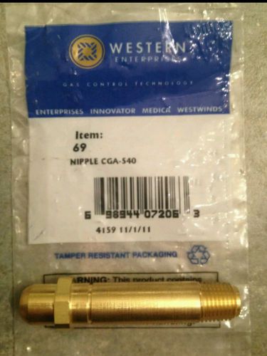 ITEM 40-Western Nipple 69 CGA 540 for Oxygen  1/4&#034; NPT, 3&#034; long