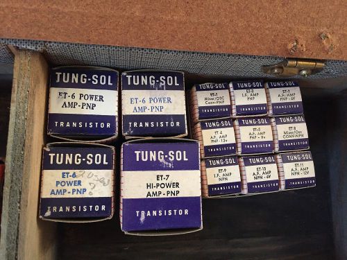 Lot of 11 NOS Tung-sol Transistors ET-6,7,1,2,3,4,5,8,9,10,11