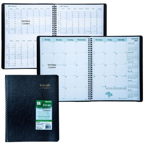 2017 Brownline EcoLogix CB435W.BLK Monthly Planner, 11 x 8-1/2&#034;, 100% Recycled