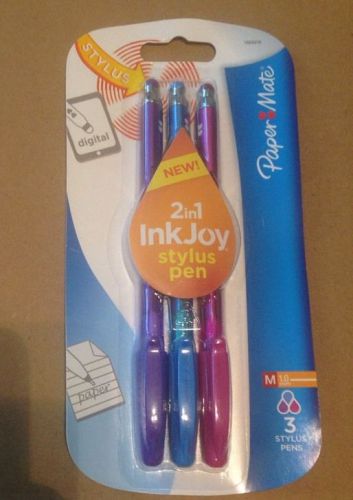 InkJoy 100 Stick Stylus Ballpoint Pens, 1.0 mm, Assorted, 3/Pack
