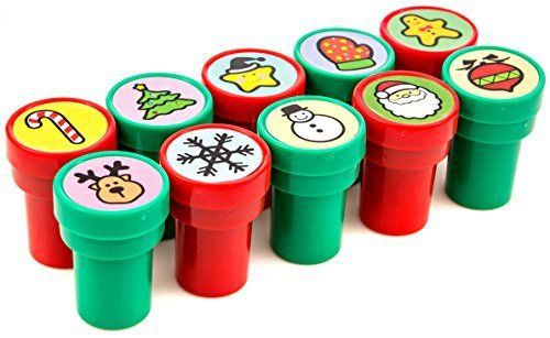 InkChristmas Stamps for Kids - Best Rubber Self Inking Holiday Stamp Set -
