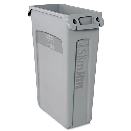 Receptacle w/Venting Channels, Rectangular, Plastic, 23gal - Gray AB458166
