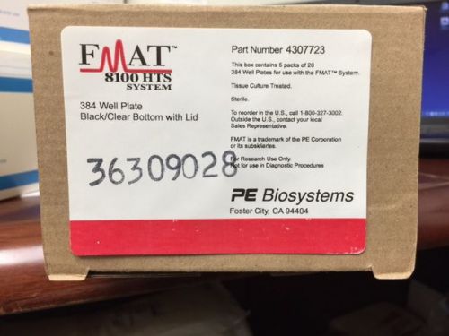 FMAT 384 well plate #4307723, Black/Clear bottom with Lid, 20/box.