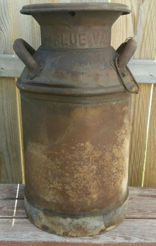 Antique Blue Valley Creamery Metal Milk Jug Can Rusted Patina Steampunk