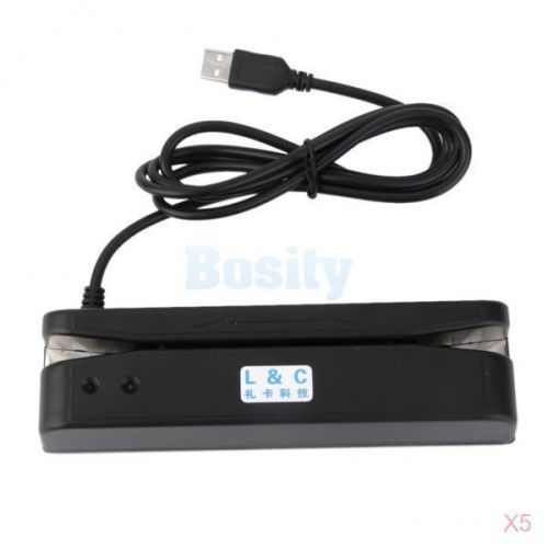 5x LC-402U USB MSR Credit Card POS Reader 2 Track Hi-Co Magnetic Mag Stripe