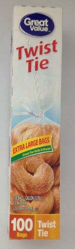 100 Bags 1 Gallon Clear 10&#034; x 14&#034; Open End Twist Tie Closure Great Value NIB NEW