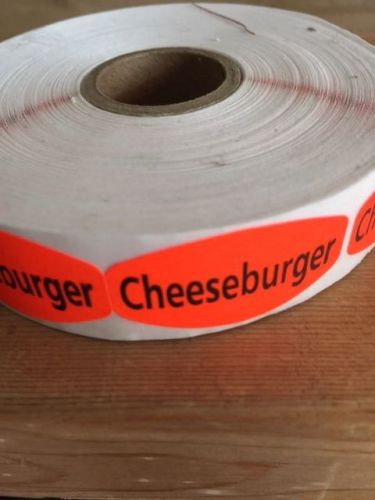 1.25&#034; x .625&#034; CHEESEBURGER MERCHANDISE LABELS 1000 PER ROLL FL RED STICKER