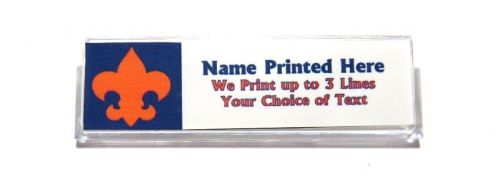 Fleur de lis orange blue custom name tag badge id pin magnet for tiger scouts for sale