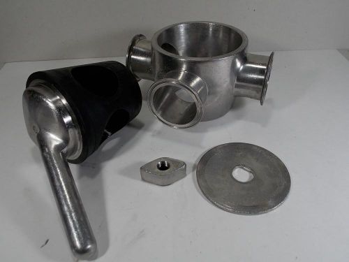 Good used tri clover 3 way plug valve 2 1/2&#034; tri clamp fittings dairy stainless for sale