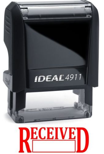 RECEIVED with Date Box, IDEAL 4911 Self-inking Rubber Stamp with RED INK