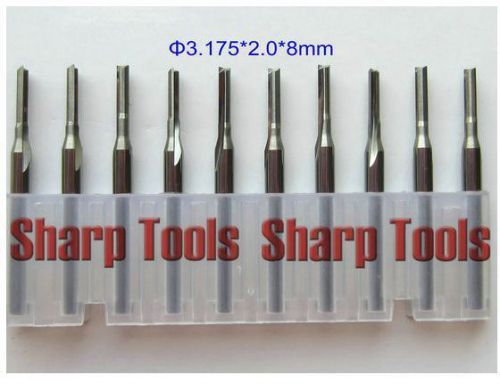 10pcs 3.175*2.0*8mm two straight flutes cnc router bits pvc, acryl, plywood for sale