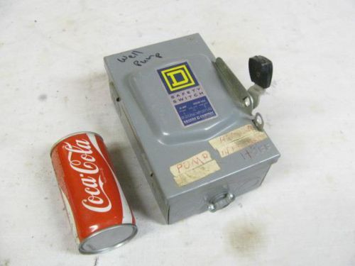 Used square d 30 amp single throw fusible d 211n safety switch for well pump for sale