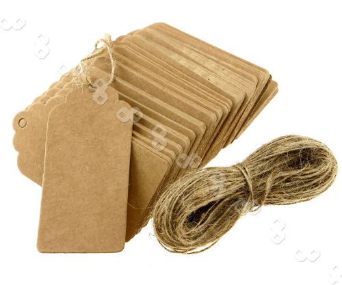 Brown 9x4 kraft paper hang tags price party wedding label cards 100pcs+strings for sale