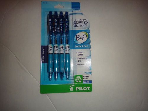 (4) Pilot B 2 P Blue Ink Ball Point Pens