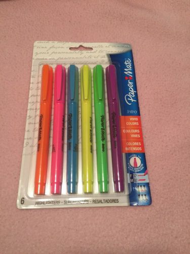 Paper Mate Intro 6 Fluorescent Colors Highlighters Chisel Tip