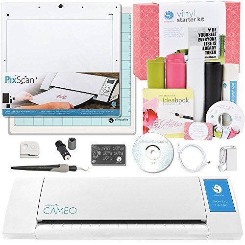 Silhouette cameo vinyl starter kit bundle with pixscan cutting mat, white for sale