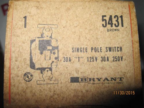 NEW 5431 Bryant Tumbler Switch SPST 30A 250VAC T Rated