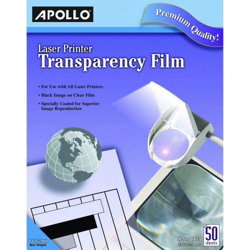 Apollo Laser Jet Printer and Copier Transparency Film 50 Sheets (CG7060) Black