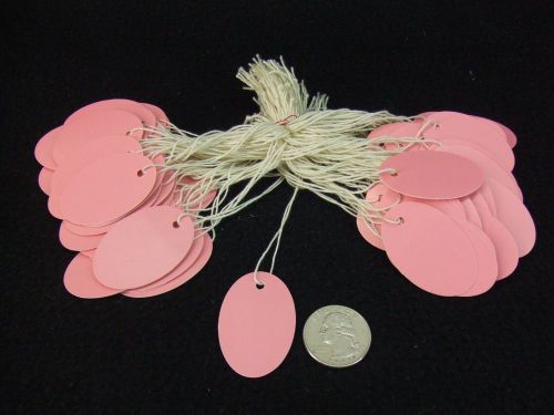 500 Small Oval Pink String Tags Price Tags Gift Tags 1&#034; x 1 5/8&#034;