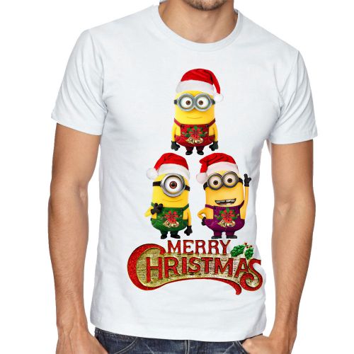 New Merry Christmas Funny Minion T-shirt White Minion Xmas GIF S,M,L,XL,XXL 4