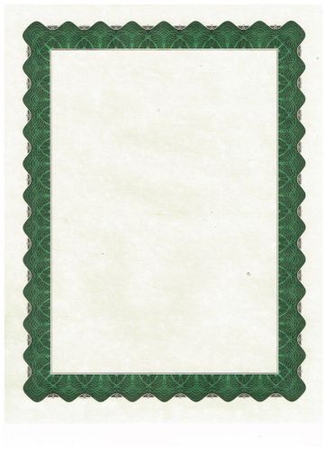 Blank Certificates with Green Border - Open Box-  22 Sheets - 8-1/2 x 11