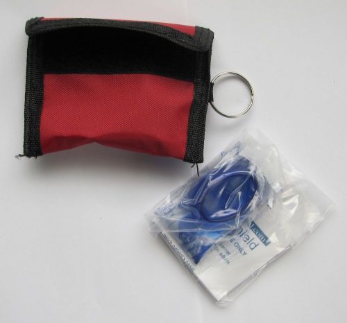 CPR Mask Keychain Face Shield Keychain Red Pouch Disposable Safety First Aid 605