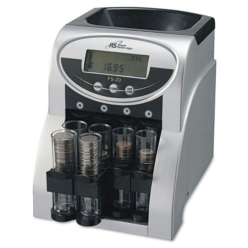 2 Row Digital Coin Sorter Black Silver Fast Sort Electric Counter Money Wrapper