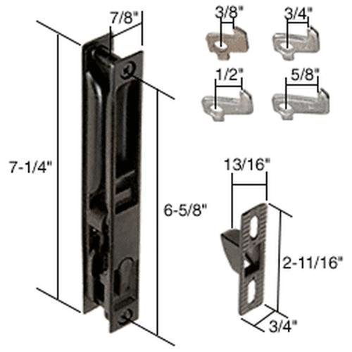 Black Non-Keyed Flush Mount Sliding Glass Door Handle Set With 6-5/8&#034; Screw Hole