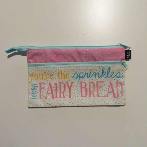 Typo &#039;Sprinkles on my Fairy Bread&#039; Pencil Case Pouch Bag Pink Mint Cute