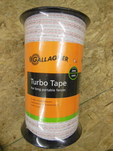 Gallagher ELECTRIC FENCE white TURBO TAPE 1/2&#034; - 656&#039; Farm Livestock Horses NEW