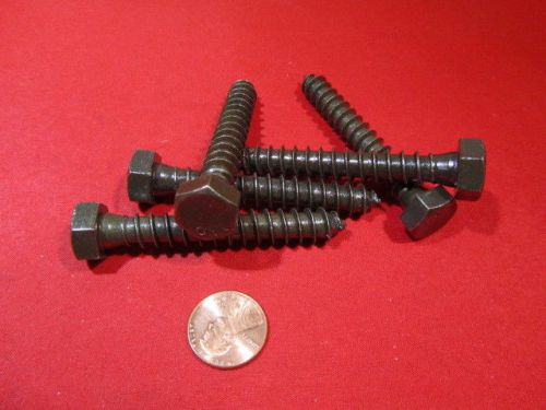 Black zinc hex head lag screw 9/16 hex size 3/8 thread x 2.50&#034; length, 30 pcs for sale