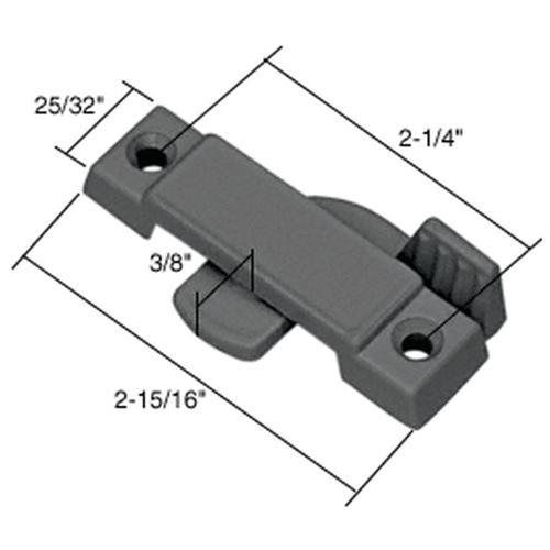 Black sliding window lock with 2-1/4&#034; screw holes &amp; 3/8&#034; latch projection f2589 for sale
