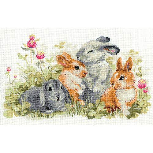 Funny rabbits counted cross stitch kit-15.75&#034;x9.75&#034; 14 count for sale
