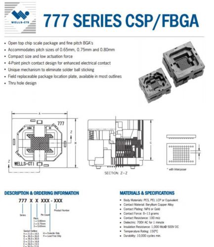 Open Top CSP / FBGA Burn-In Socket (777F1179H201C)