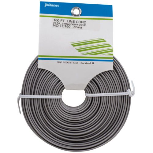 Super flexible silver flat telephone line cord 100 ft. 100-465 for sale