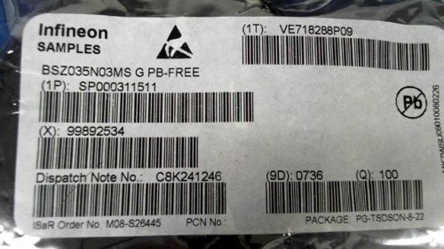 100-pcs n-channel 30v 40a infineon bsz035n03ms g 035n03 bsz035n03msg for sale